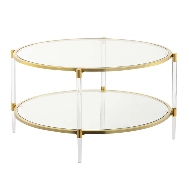 Convenience Concepts Royal Crest Clear/Gold Acrylic Glass Coffee Table ...