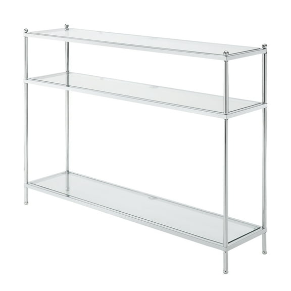 Convenience Concepts Royal Crest Console Table in Clear Glass With Chrome Frame
