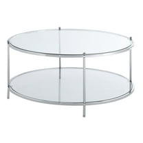 Convenience Concepts Royal Crest Round Glass Coffee Table in Chrome Metal Frame