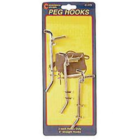 Convenience Concepts SC-173 3 Count 3 in. Heavy Duty Straight Single Pegboard Hooks