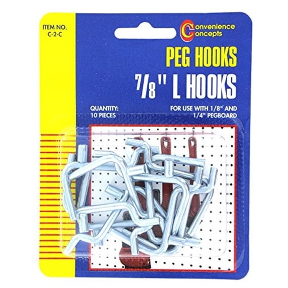 Convenience Concepts SC-2C 7/8 L Pegboard Hooks 10 Count