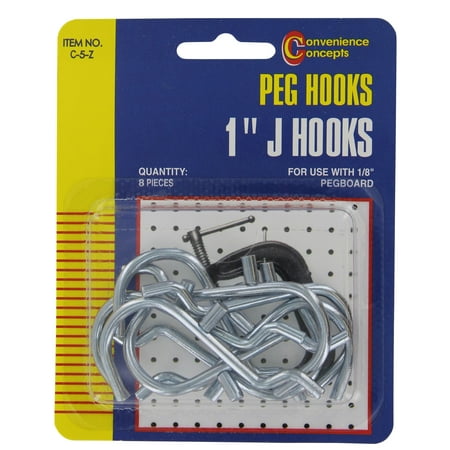Convenience Concepts SC-5Z 8 Count 1 in. J Pegboard Hooks