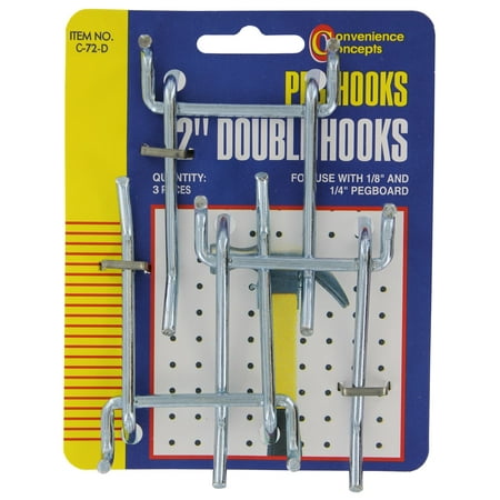 Convenience Concepts SC-72D 3 Count 2 in. Double Straight Pegboard Hooks