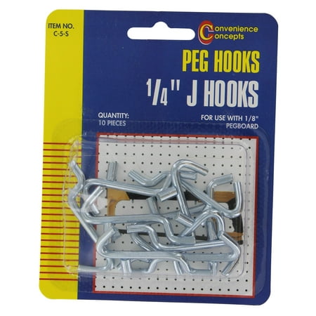 Convenience Concepts Sc-5s 1/4 J Pegboard Hooks 10 Count
