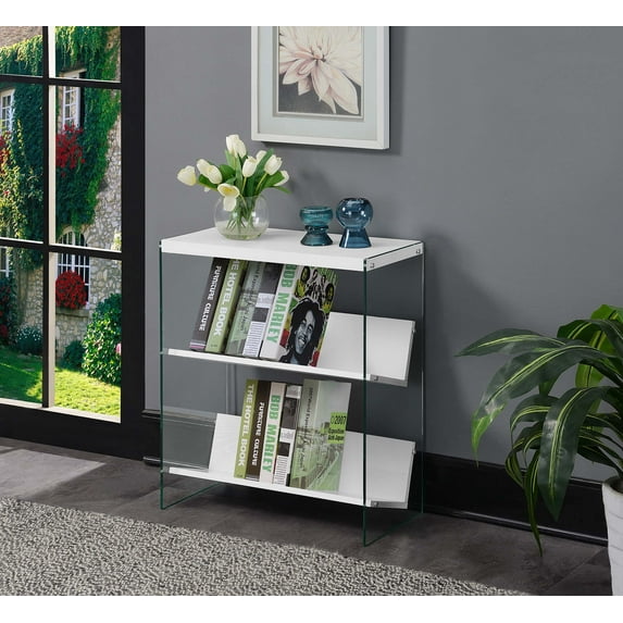 Convenience Concepts SoHo 27.75" Tall Glass Bookcase, White/Glass