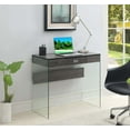 thumbnail image 1 of Convenience Concepts SoHo 30" Tall 1 Drawer Glass 36-inch Desk, Weathered Gray/Glass, All Ages, 1 of 5