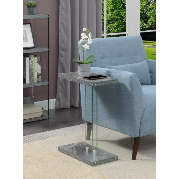 Convenience Concepts SoHo C End Table, Gray Faux Marble