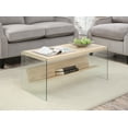 thumbnail image 1 of Convenience Concepts SoHo Glass Coffee Table with Shelf, Weathered White/Glass, 1 of 6