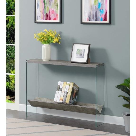 Convenience Concepts SoHo V Console Table with Shelf, Faux Birch
