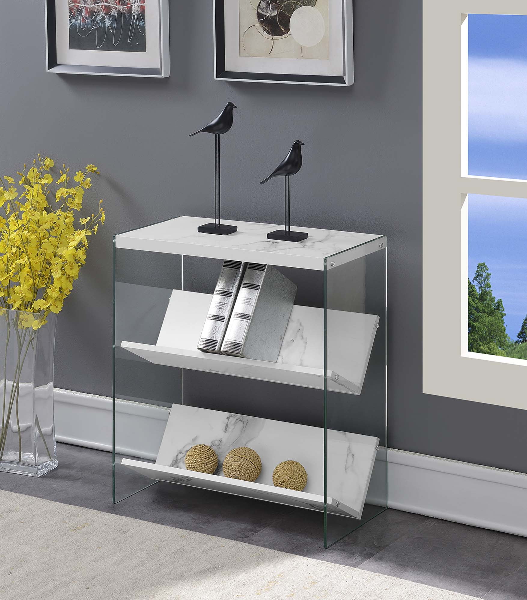 Convenience Concepts Soho Bookcase White Faux Marble