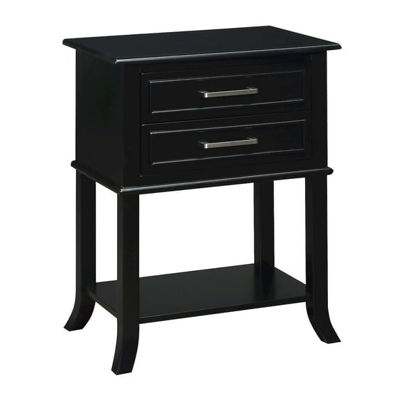Convenience Concepts Sydney Two-Drawer End Table with Shelf in Black Wood Finish