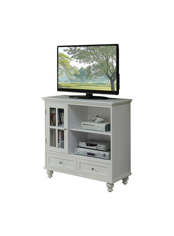 Convenience Concepts Tahoe Highboy TV Stand in White Wood Finish