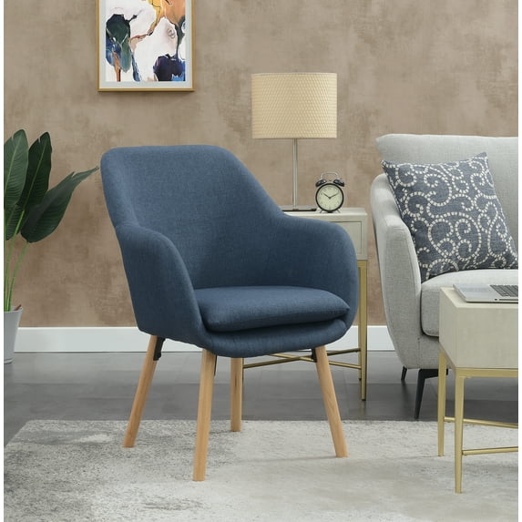 Convenience Concepts Take a Seat Charlotte Wingback Upholstered Accent Armchair, Denim Blue Fabric