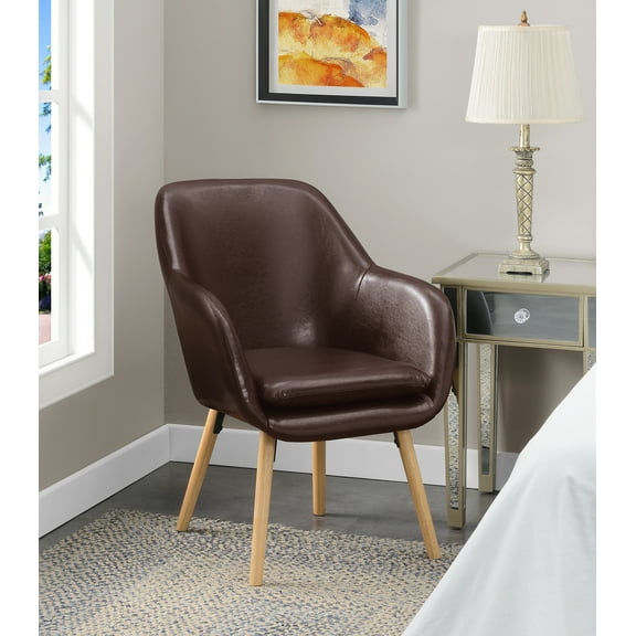 Convenience Concepts Take a Seat Charlotte Wingback Upholstered Accent Armchair, Espresso Faux Leather