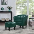 thumbnail image 1 of Convenience Concepts Take a Seat Churchill Accent Chair with Ottoman, Forest Green Faux Leather, 1 of 10