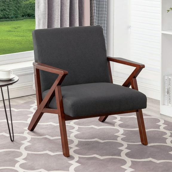 Convenience Concepts Take a Seat Cliff Accent Chair, Dark Gray Fabric & Espresso Frame
