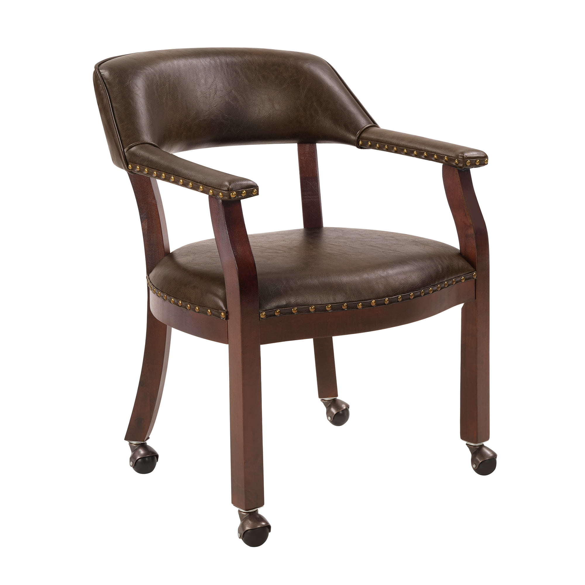 Convenience Concepts Take a Seat Dillon Armchair with Wheels, Rustic Brown Vegan Leather