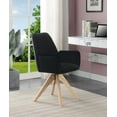 thumbnail image 1 of Convenience Concepts Take a Seat Miranda Swivel Accent Chair, Black Velvet/Natural Wood, 1 of 5