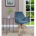 thumbnail image 1 of Convenience Concepts Take a Seat Miranda Swivel Accent Chair, Blue Velvet/Natural Wood, 1 of 11