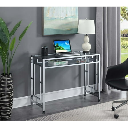 Convenience Concepts Town Square Chrome Desk With Shelf