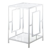 Convenience Concepts Town Square Chrome End Table, Clear Glass/Chrome Frame