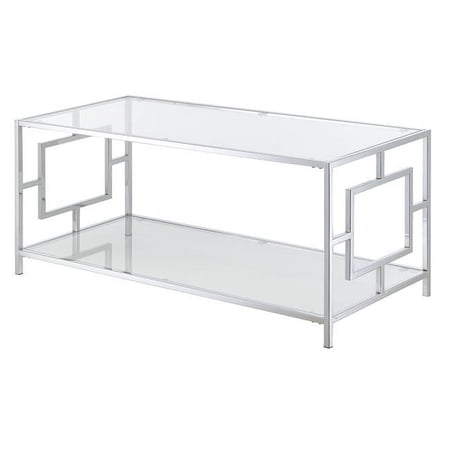 Convenience Concepts Town Square Coffee Table - Clear Glass Chrome Frame