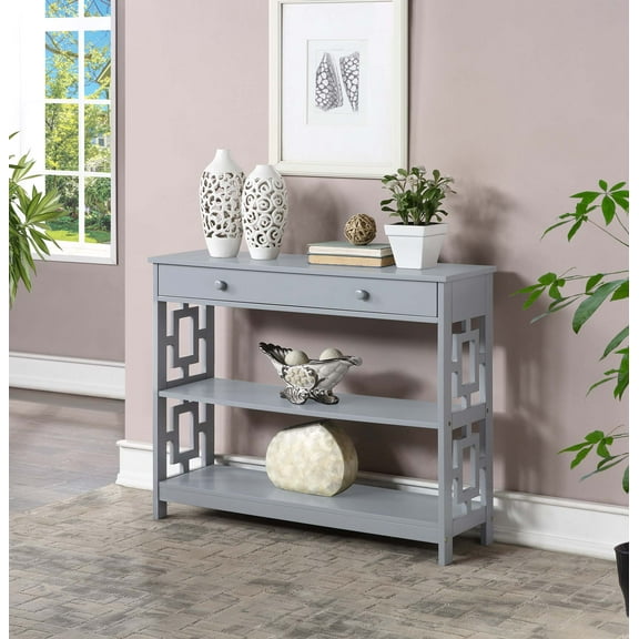 Convenience Concepts Town Square Contemporary Console Table with Drawer, Gray