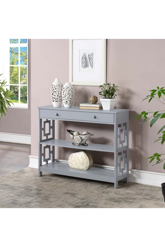 Town Square Contemporary Console Table with Drawer, Gray