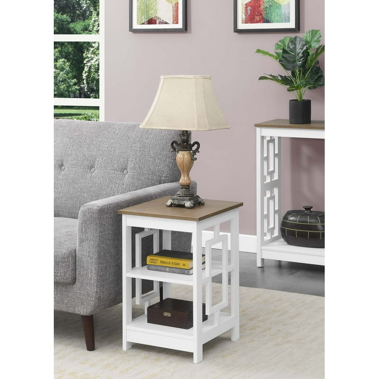 Convenience Concepts Town Square End Table with Shelves Driftwood