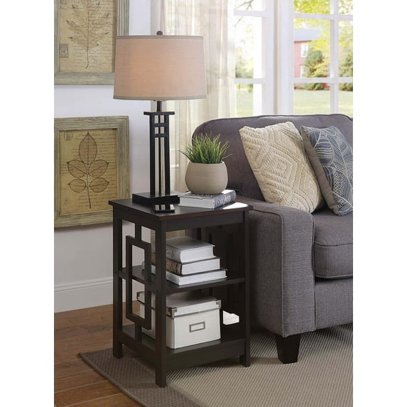 Convenience Concepts Town Square End Table with Shelves, Espresso