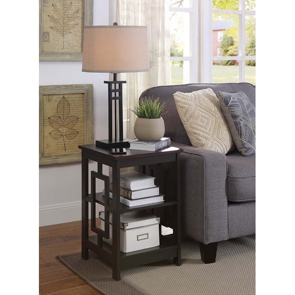 Convenience Concepts Town Square End Table with Shelves, Espresso