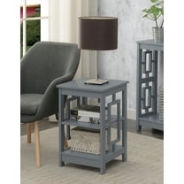 Convenience Concepts Town Square End Table with Shelves in Gray Wood Finish