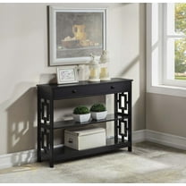 Convenience Concepts Town Square One-Drawer Console Table in Black Wood Finish