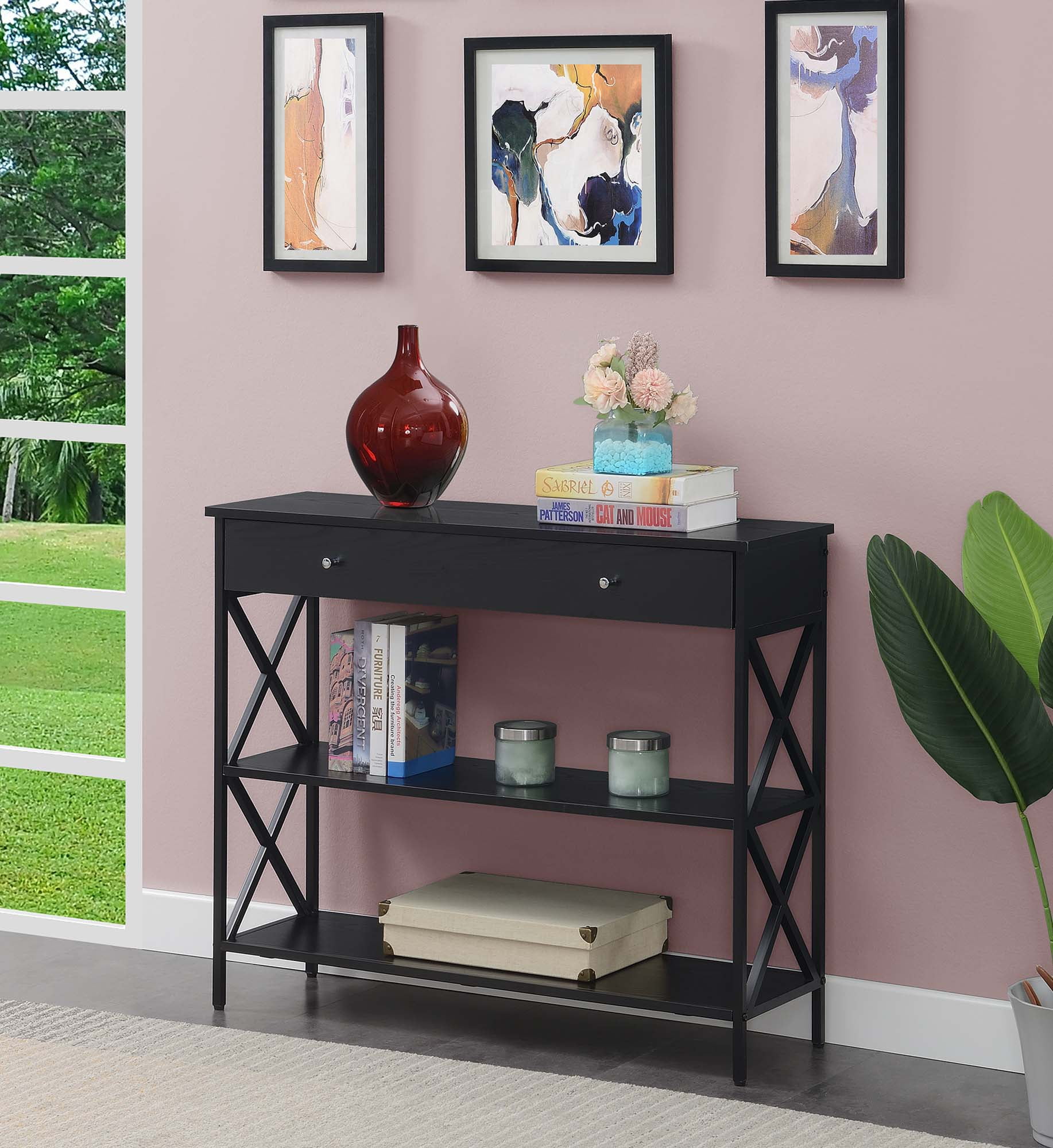 Convenience Concepts Tucson 1 Drawer Console Table, Black