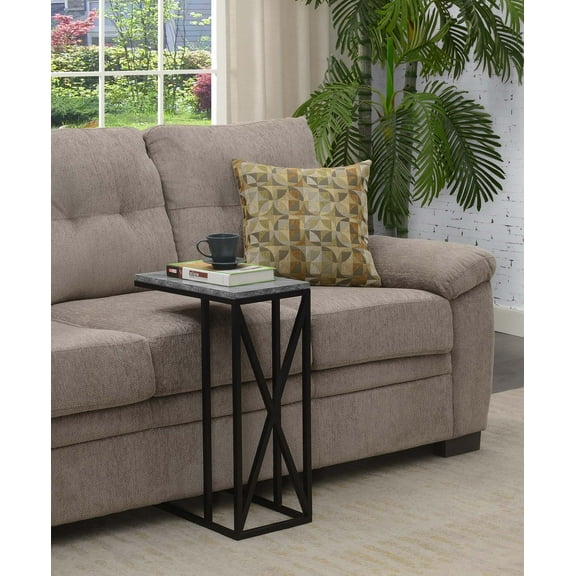 Convenience Concepts Tucson C End Table, Gray Marble/Black