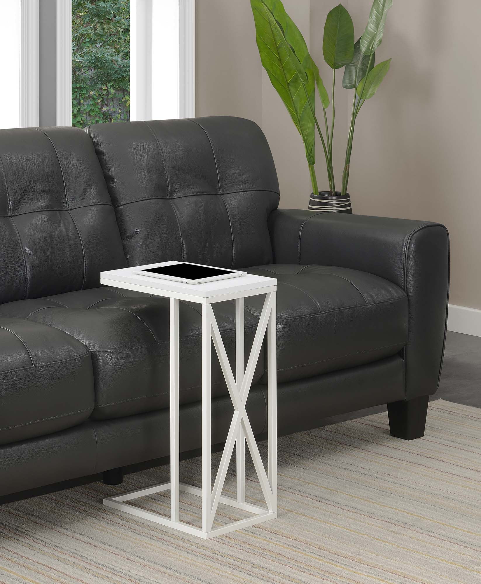 Tucson Modern C-Shaped White & Metal End Table