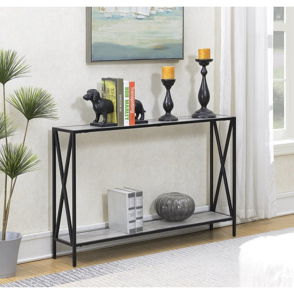 Convenience Concepts Tucson Console Table with Shelf, Faux Birch/Black
