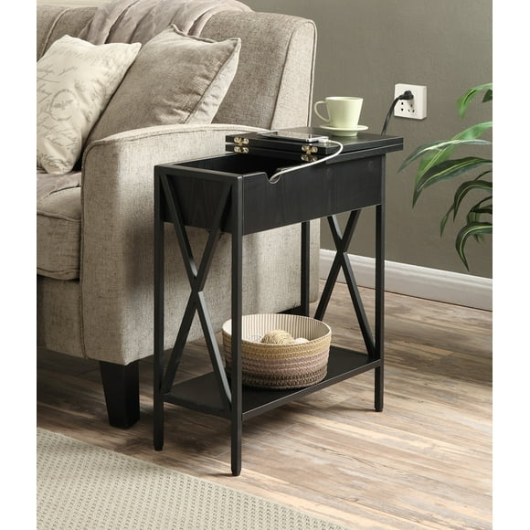 Convenience Concepts Tucson Flip Top End Table with Charging Station, Multiple Finishes