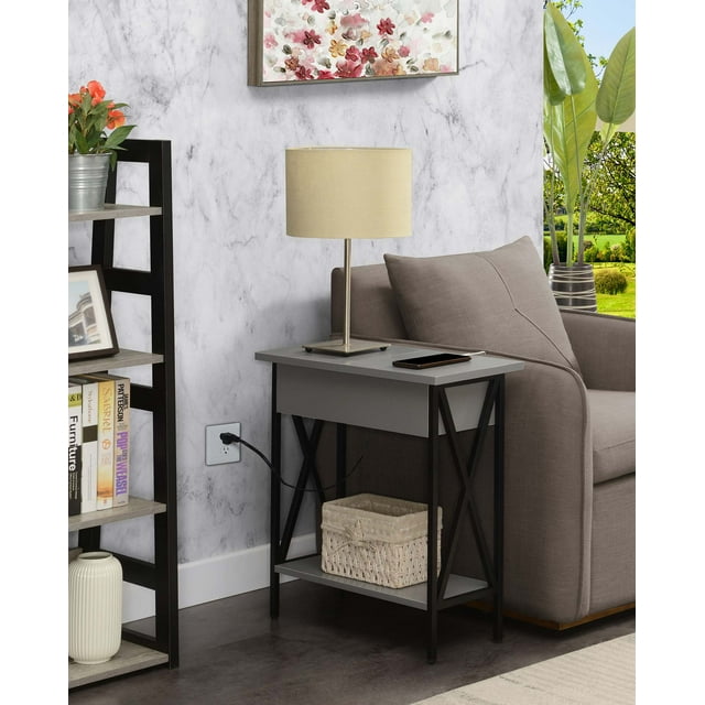 Convenience Concepts Tucson Flip Top End Table with Charging Station