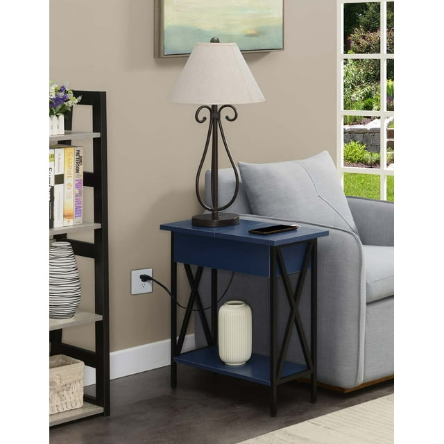 Convenience Concepts Tucson Flip Top End Table with Charging Station