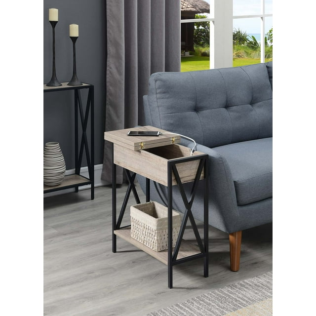 Convenience Concepts Tucson Flip Top End Table with Charging Station