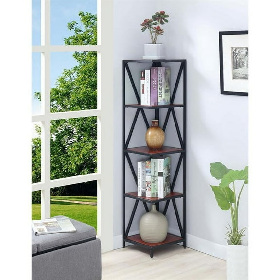 Convenience Concepts Tucson Metal 5 Tier Corner Bookcase
