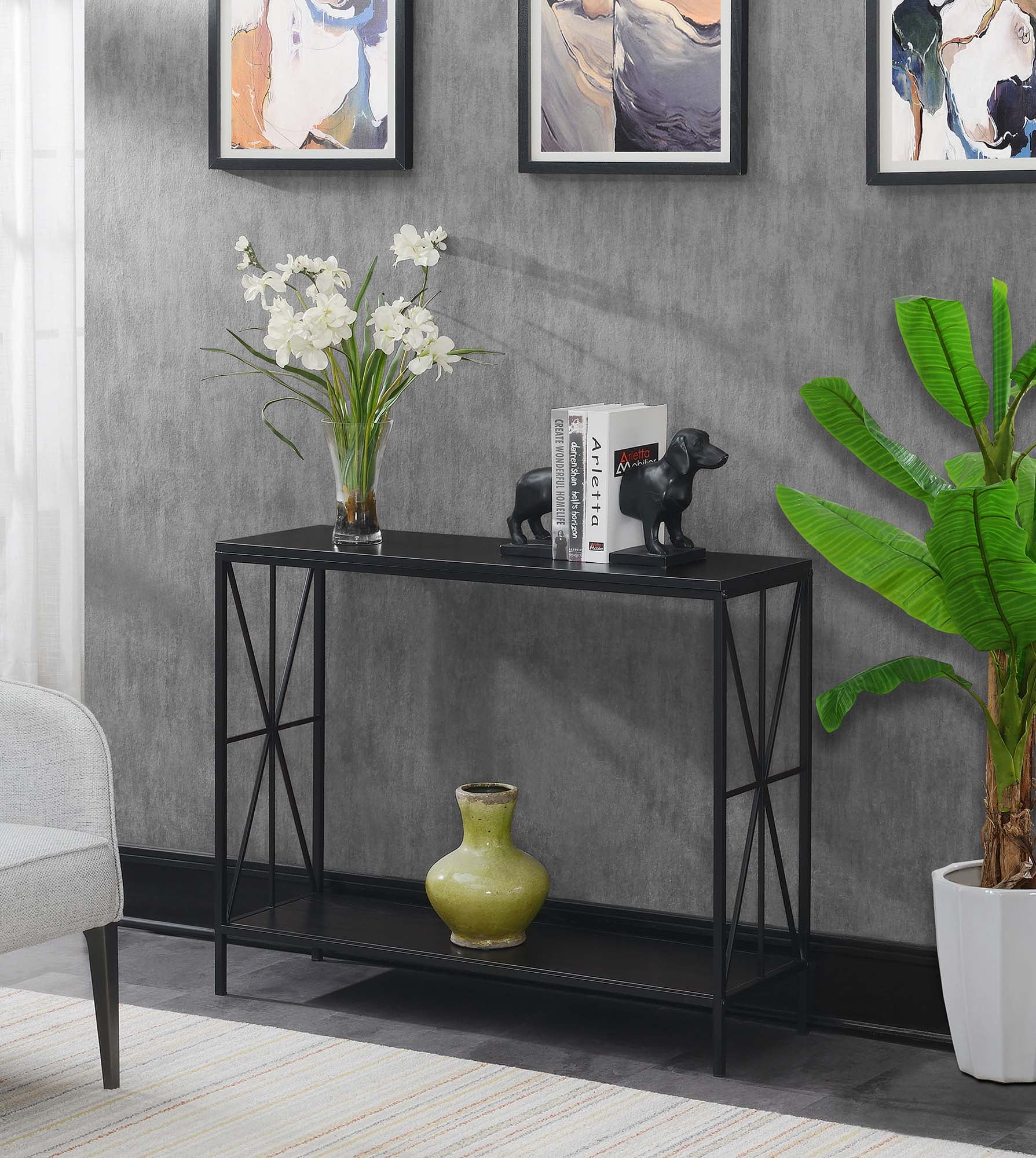 Convenience Concepts Tucson Starburst Console Table, Black