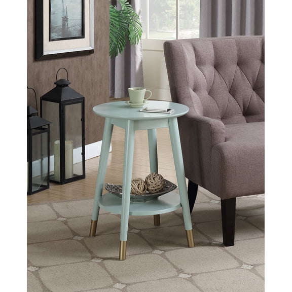 Convenience Concepts Wilson Mid Century Round End Table with Bottom Shelf