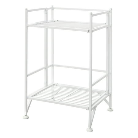 Convenience Concepts XTRA-Storage 2 Tier Folding Metal Shelf Bookcase, White