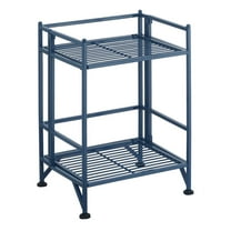 Convenience Concepts Xtra Storage 2 Tier Folding Metal Shelf, Cobalt Blue