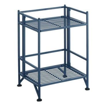 Convenience Concepts Xtra Storage 2 Tier Folding Metal Shelf, Cobalt Blue