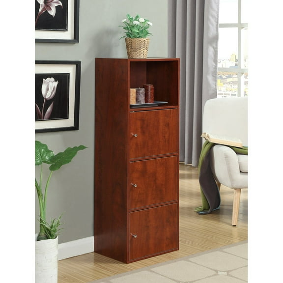 Convenience Concepts Xtra Storage 3 Door Cabinet with Shelf, Cherry