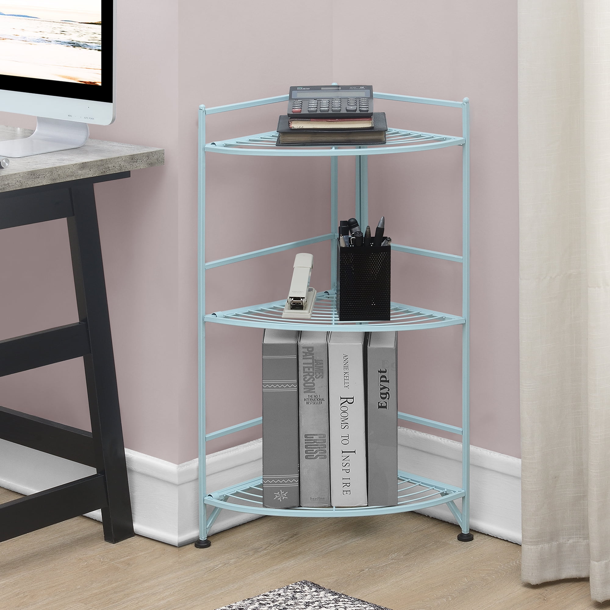 Sea Foam Metal 3-Tier Adjustable Corner Shelf