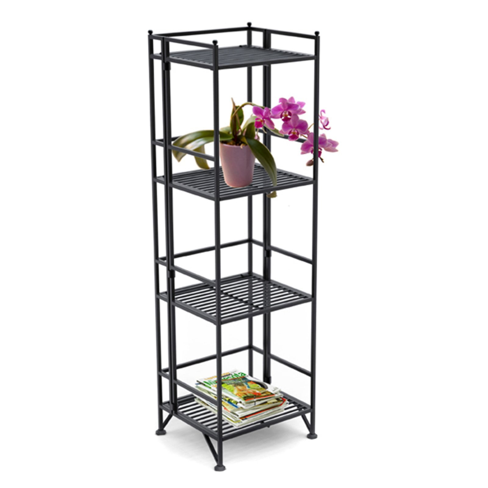 Svelte 13''x45'' Adjustable Black Wire 4-Shelf Bookcase